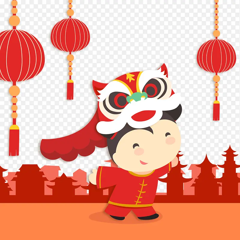 小孩舞狮图