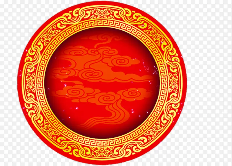 红色圆形春节装饰