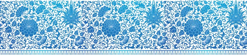 古典蓝色花卉花纹