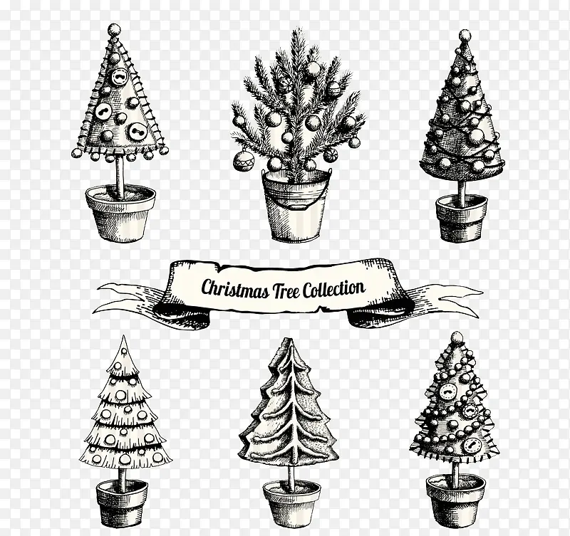 圣诞树六种样式免抠素材