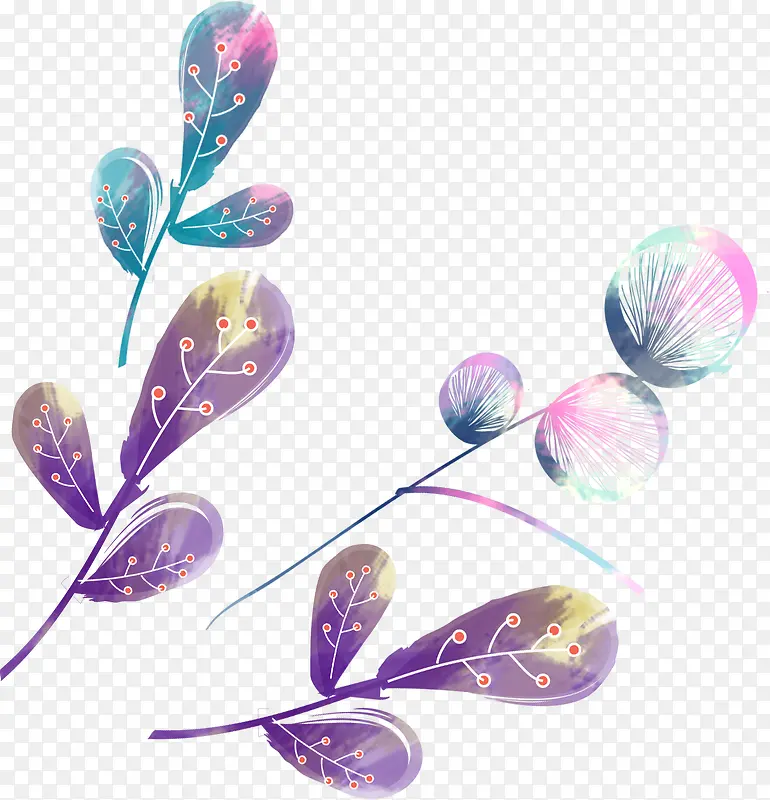 创意水彩合成花卉植物元素
