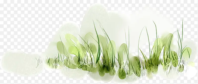 创意合成水彩水墨绿色的植物