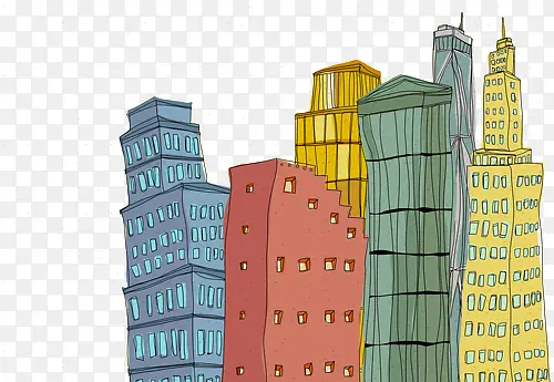 手绘建筑城市插画