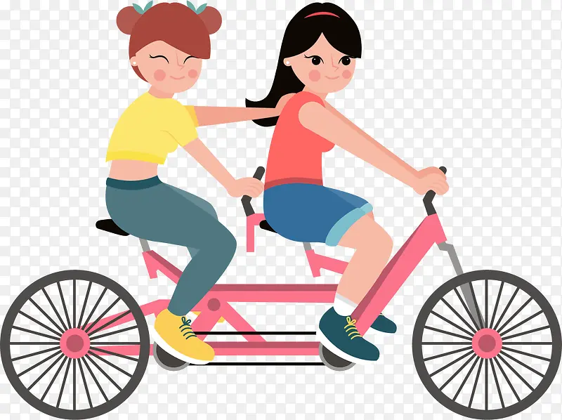闺蜜骑自行车