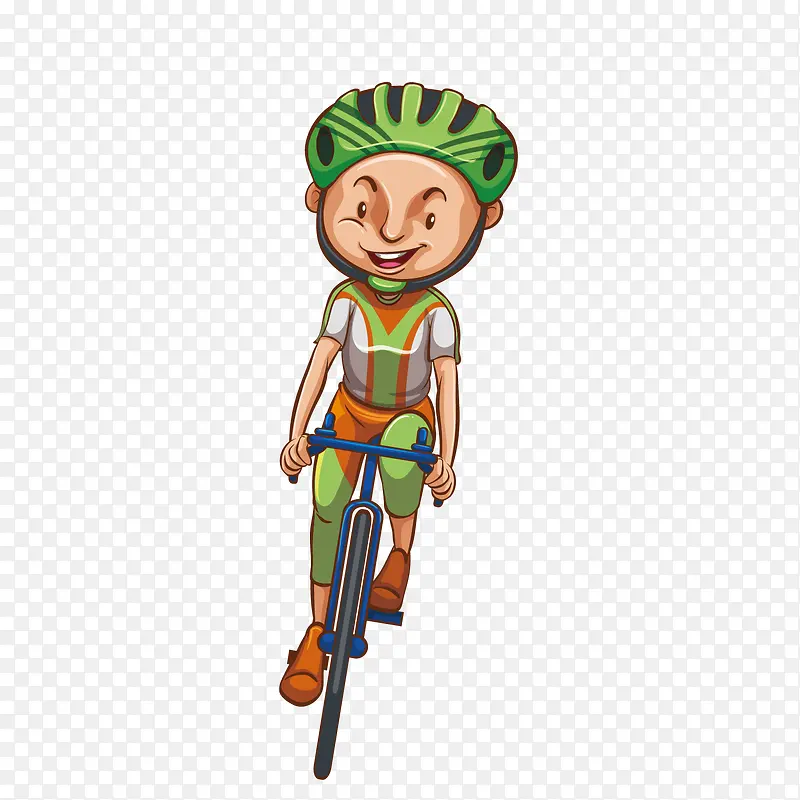 矢量卡通男孩骑自行车插画