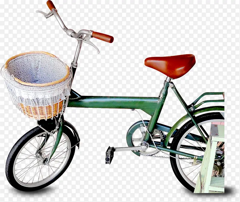 可爱卡通手绘绿色自行车