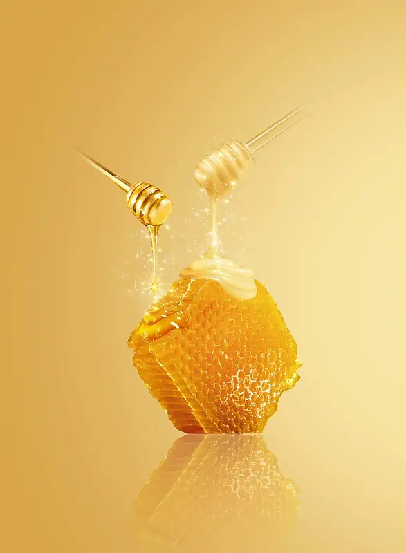 黄色光效蜂蜜海报