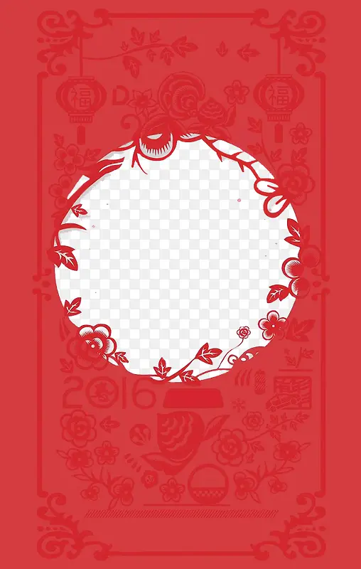红色喜庆过年花纹中式