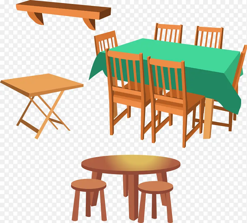 木质饭桌和餐桌