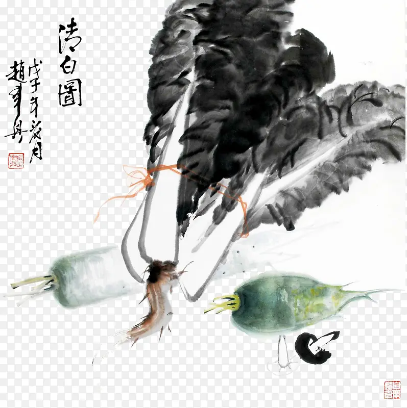 水墨风蔬菜字画图片