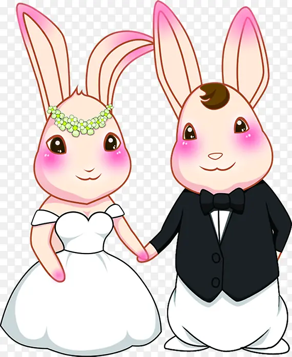 粉色卡通婚礼小兔子