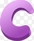 紫色唯美韩式字母C