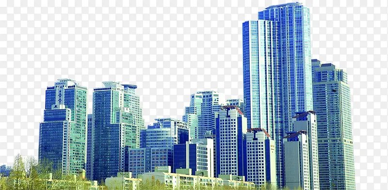 蓝色建筑城市高楼