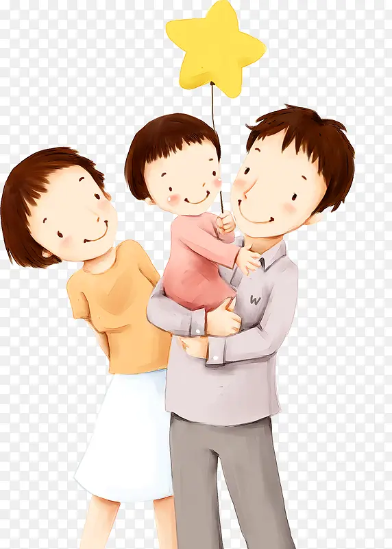 可爱三口之家人物星星PNG图片素材下载_图片编号10597433-PNG素材网
