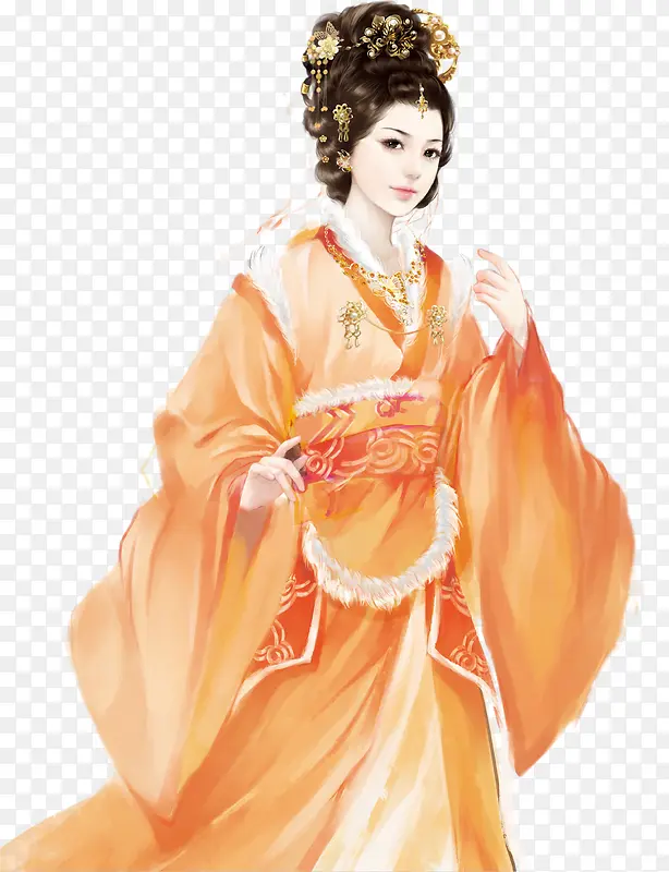 彩绘立绘黄色衣服女子图片
