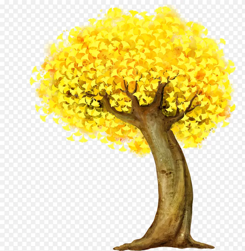 黄色浪漫弯曲树干