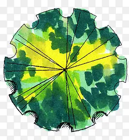绿色梦幻角度水彩树叶造型