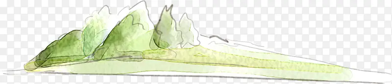 手绘绿色水彩植物户外美景
