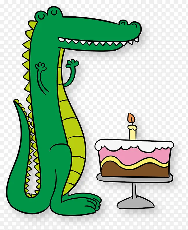 可爱卡通绿色鳄鱼过生日