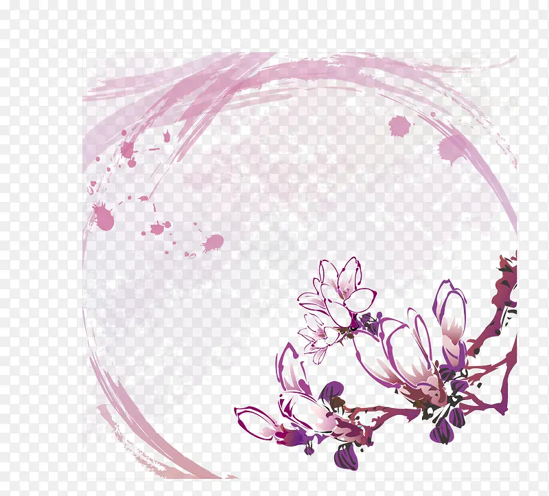 卡通手绘墨迹花