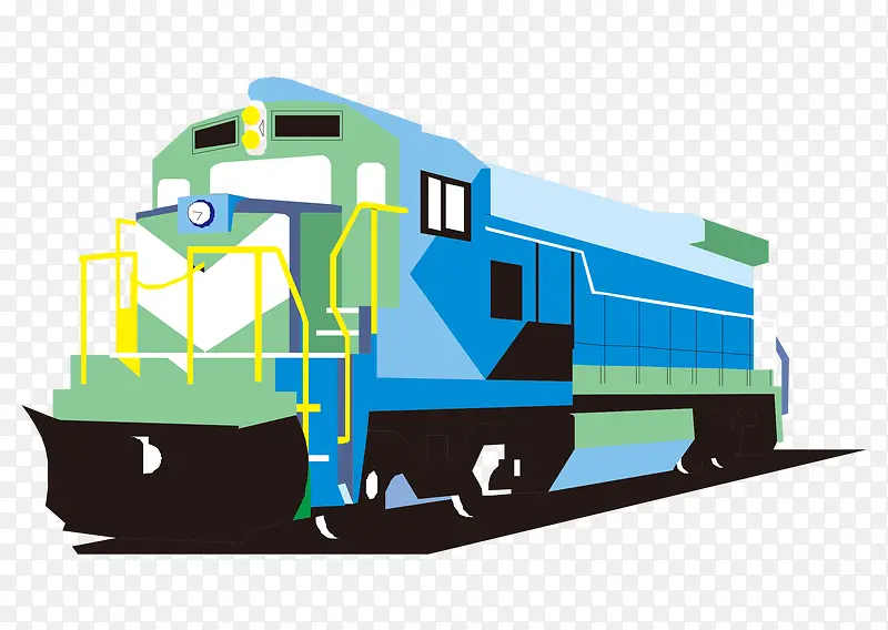 矢量卡通手绘蓝色漂亮火车
