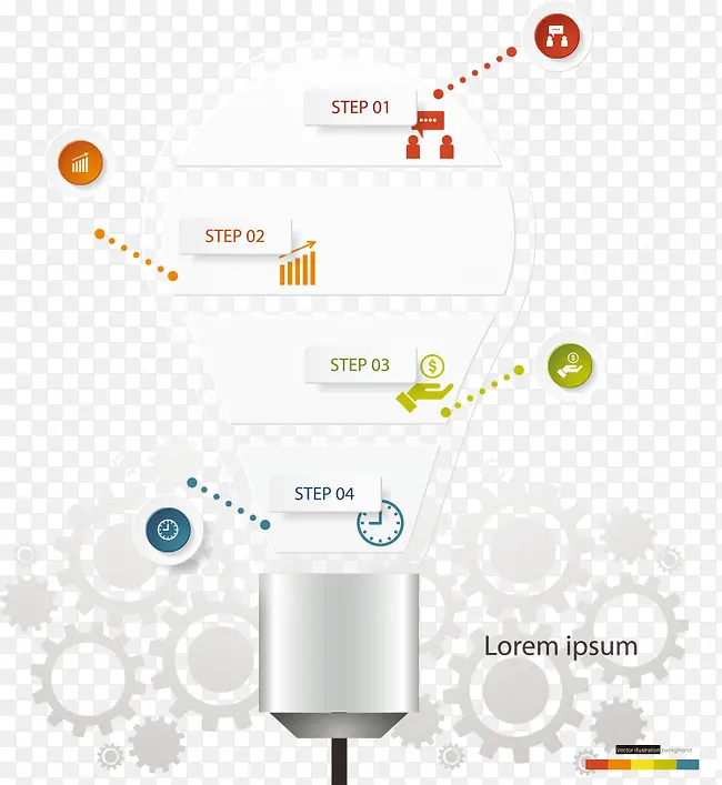 矢量白色创意灯炮图表