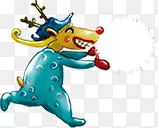 手绘创意合成蓝色的动物造型