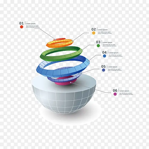 彩色圆环半球产品信息ppt 元素