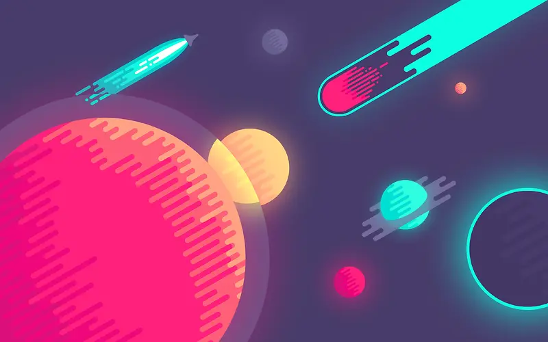 彩色卡通手绘流星星球场景