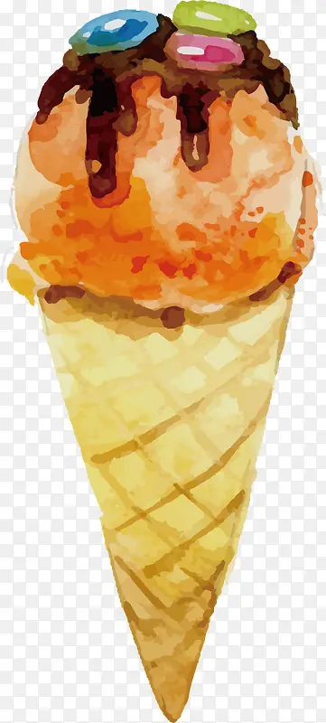 矢量图水彩卡通美味冰淇凌