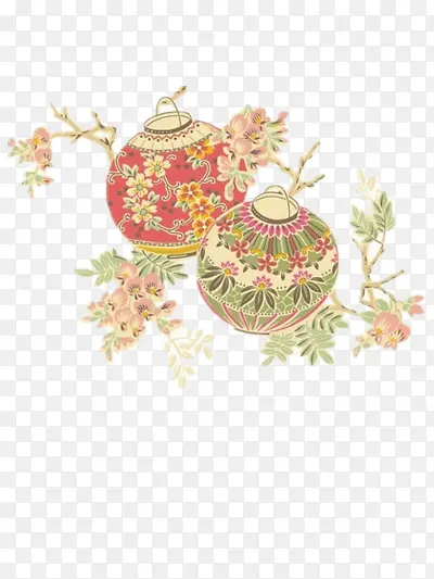中国风新年花纹灯笼
