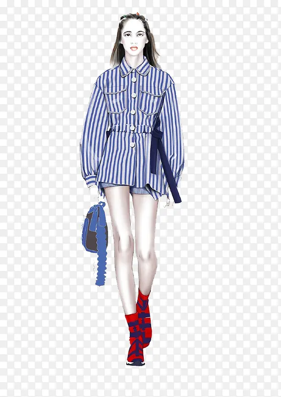 手绘条纹服装插画设计
