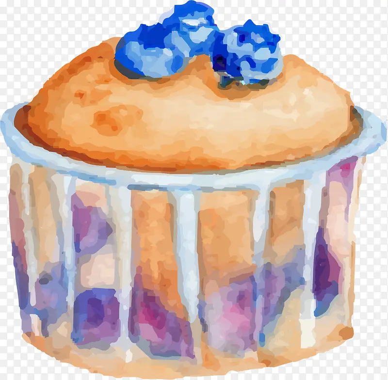 矢量手绘蓝莓蛋糕