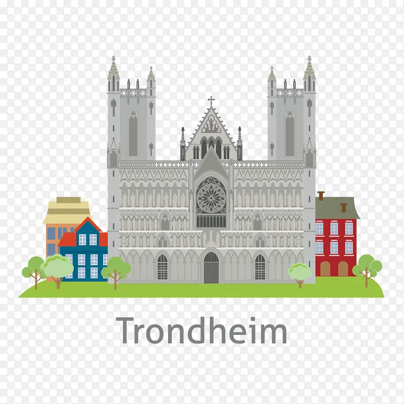 trondheim扁平城市建筑剪影