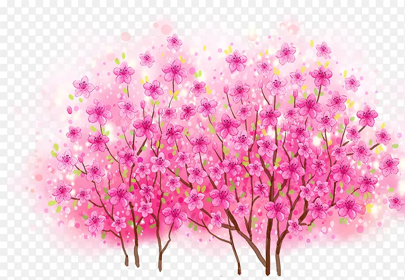 粉色卡通梦幻春天树木
