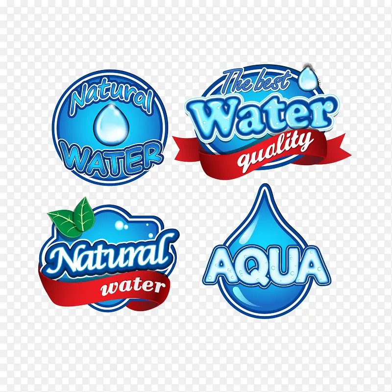 天然水标签矢量素材
