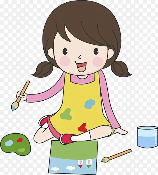 卡通女孩画画PNG图片素材下载_图片编号10653629-PNG素材网