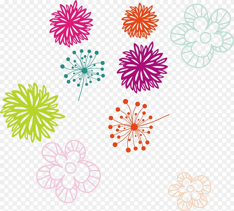 卡通手绘彩色炫丽花
