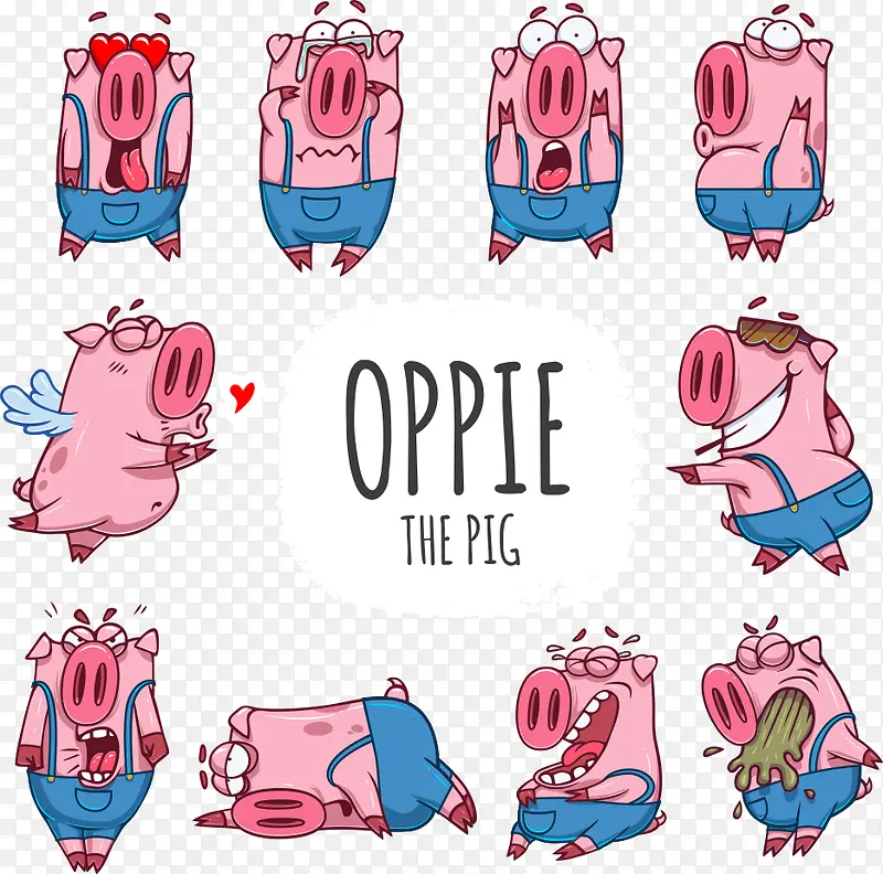 矢量卡通可爱小猪
