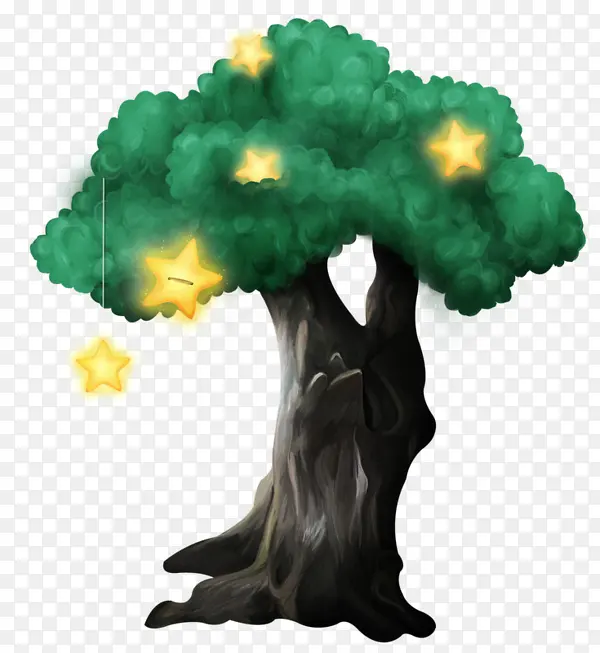 手绘绿色树木
