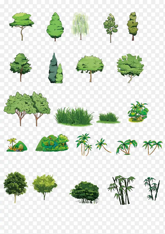 卡通绿色树木图片