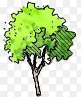 创意元素造型绿色彩绘树木