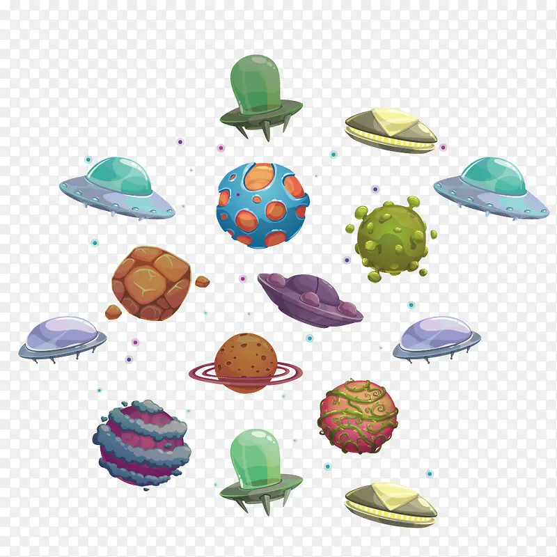 彩色卡通行星素材