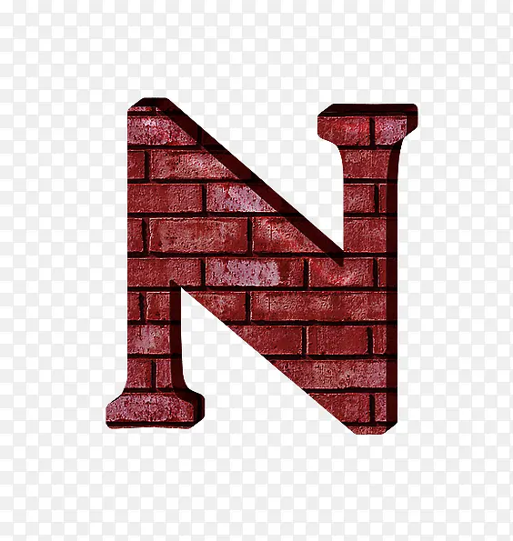红砖墙字母n