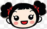 卡通女孩笑脸七夕