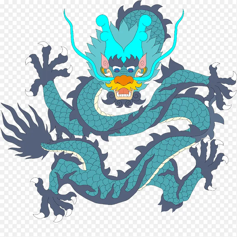 蓝色手绘二月二龙抬头龙