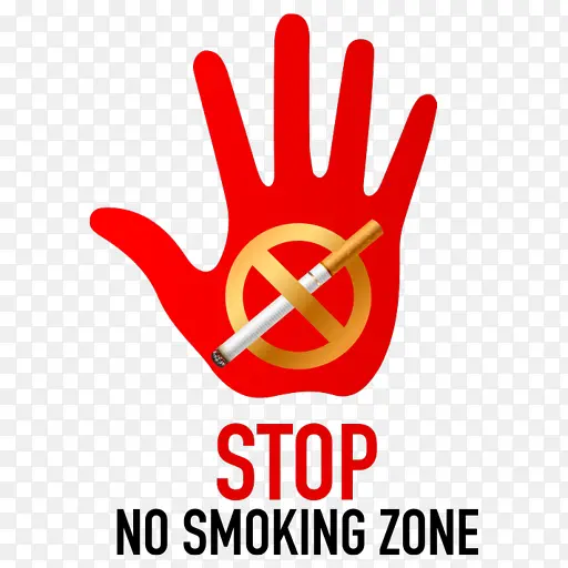 手掌禁止吸烟标志PNG图标