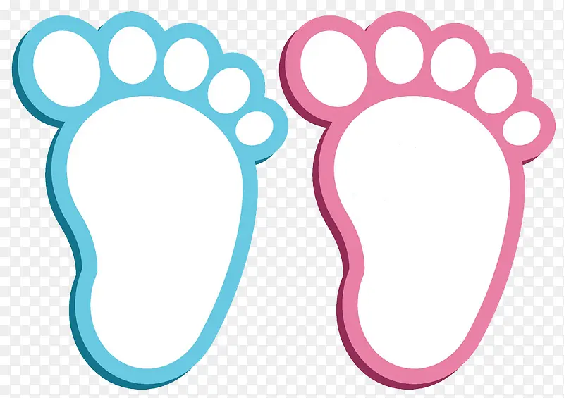蓝色粉色卡通脚印图案