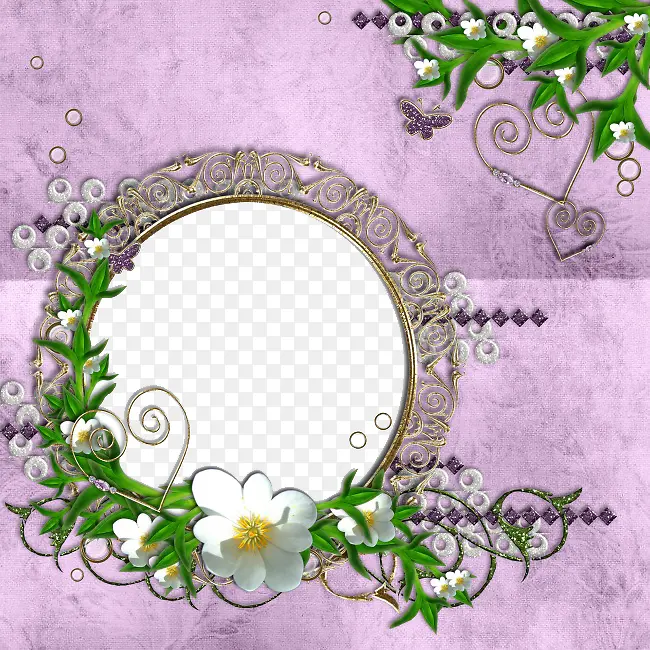 紫色枝叶圆框