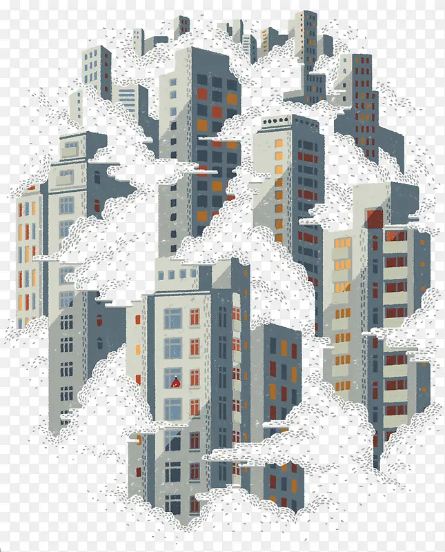 云雾中的城市楼房PNG图片素材下载_图片编号10683900-PNG素材网